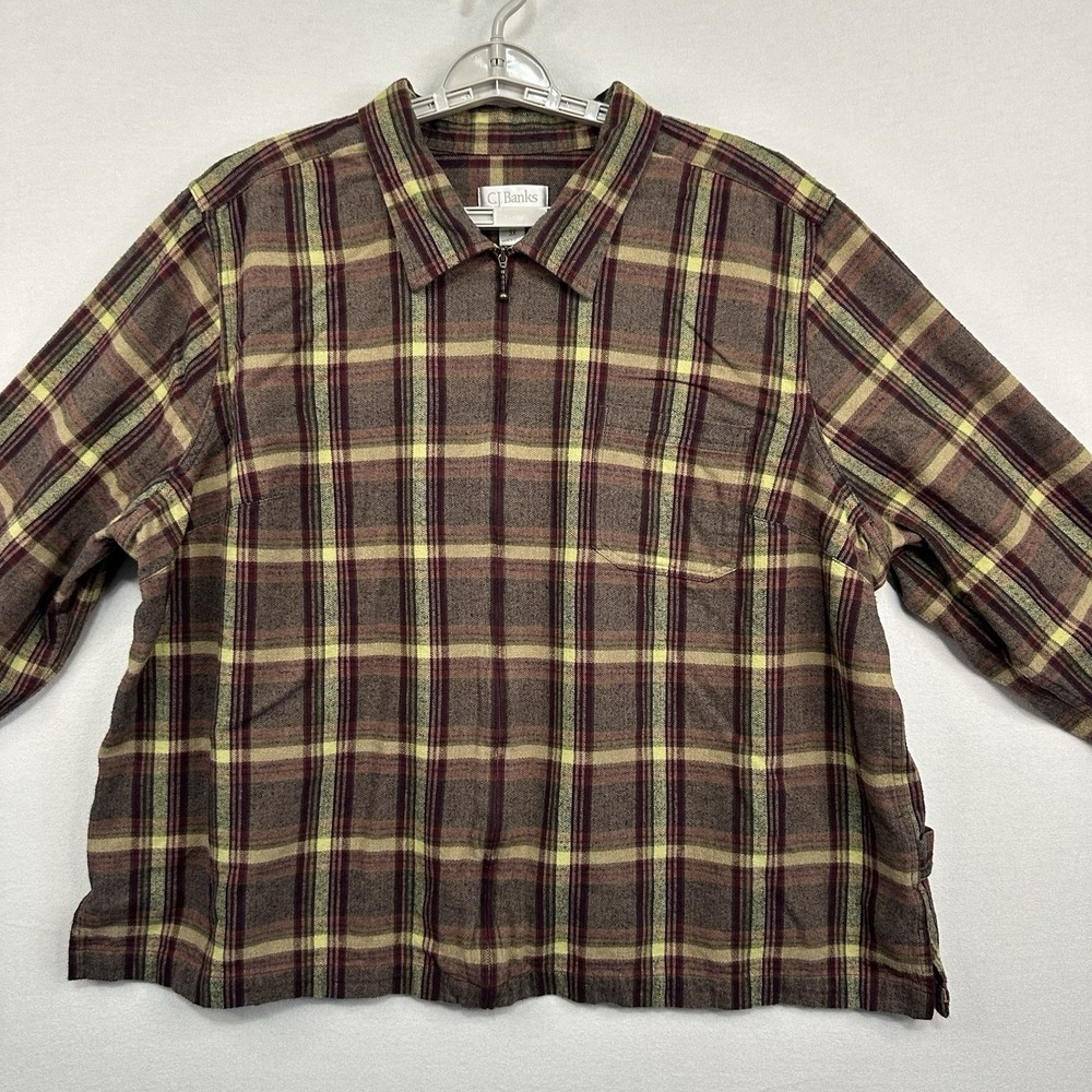 C.J. Banks Lightweight Plaid Zip Up Jacket Women's 3X Long‎ Sleeve